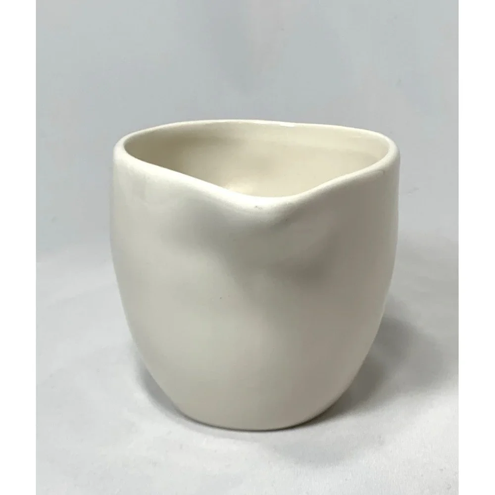 Rae Dunn Cream Pitcher Ceramic Ivory‎ Typewriter Font Artisan Magenta EUC